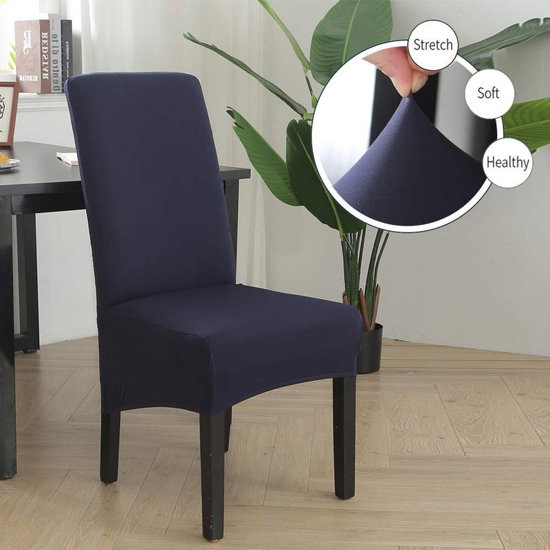 CCTFS Stretch Dining Chair Slipcovers, XL/Oversized Removable Washable Soft Spandex Extra Large Dining Room Chair Covers for Kitchen Hotel Table Banquet Solid Color (2 Per Set, Navy) - Image 2